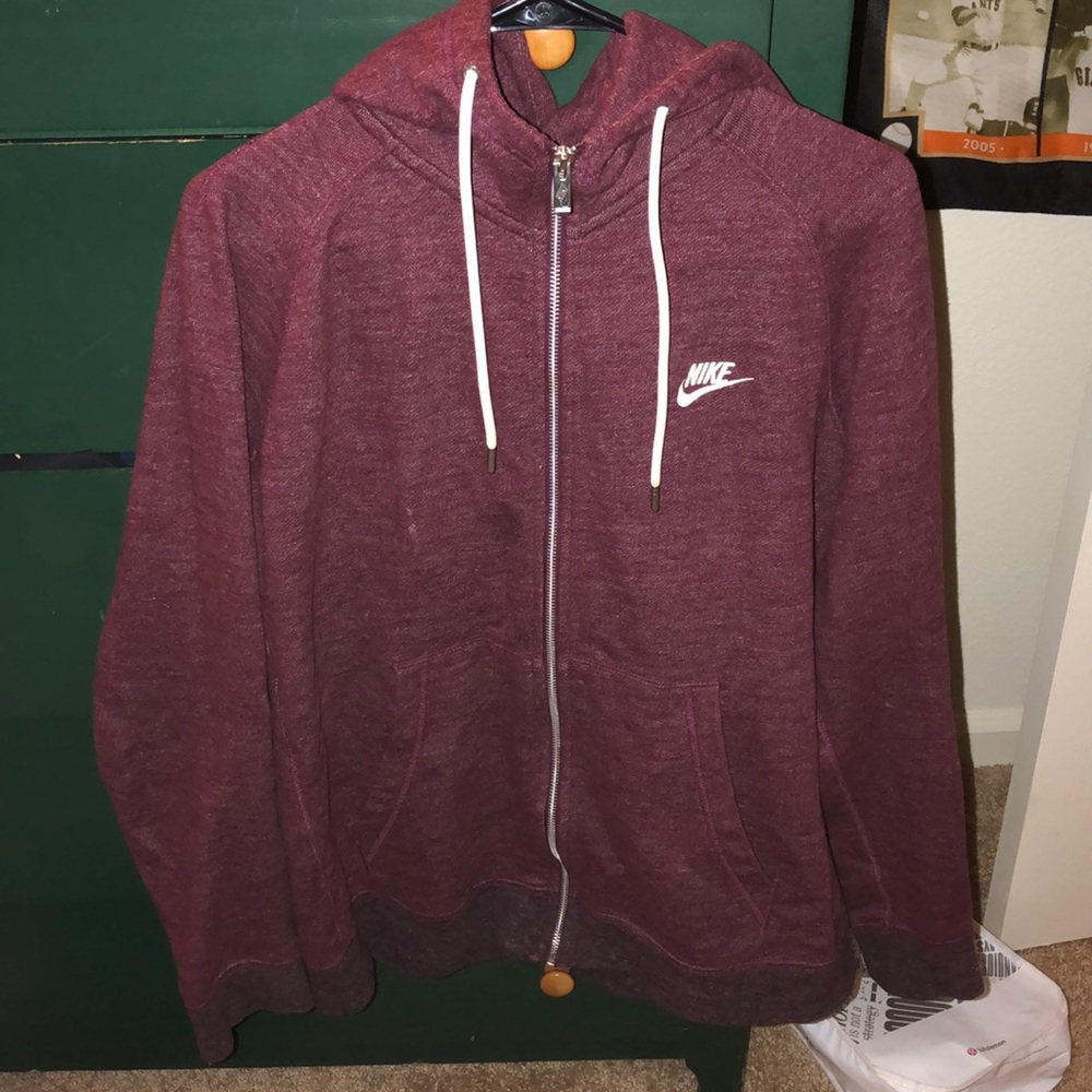 Maroon full zip Nike hoodie